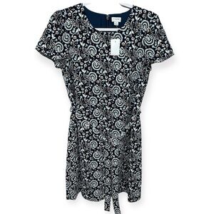 J. Crew Floral Navy and White Patterned Mini Dress